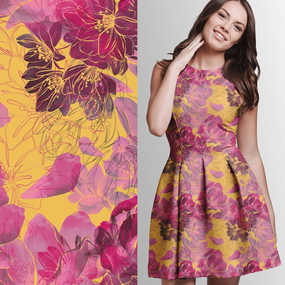 Baumwolljersey  Eigenproduktion "Fleur spring / summer 2023 warm" - von Graustufen-Stoffe